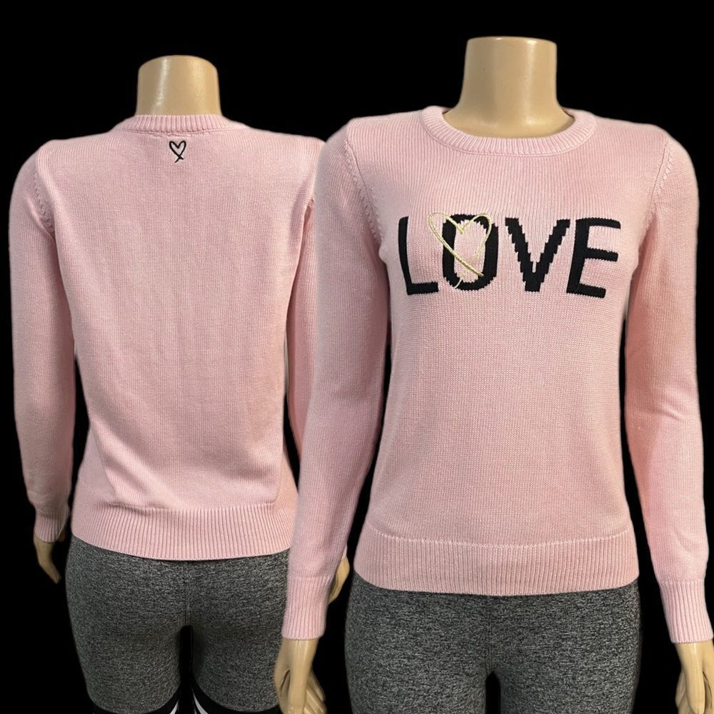 Victoria’s Secret Crewneck Love print Gorgeous long sleeve Sweater Pink XSmall